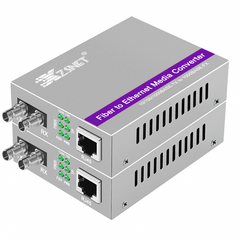 A Pair of Gigabit ST to RJ45 Converter, Multi-Mode Fiber to Ethernet Media Converter (Built-in Module, 850nm, 550m), Plug & Play, 10/100/1000 Base-T Compatible, Auto-Negotiation, Jumbo Frame