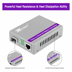 A Pair of 1.25G/s Gigabit Single-Mode Dual LC Fiber to Ethernet RJ45 Media Converter for 10/100/1000Base-Tx to 1000Base-LX (with 2PCS SFP to LC Module), 1310nm, SMF, up to 20-km