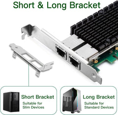 10G Network Card with Intel X540 Chip, 10GB PCI-E NIC Compare to Intel X540-T2, Dual RJ45 Port PCI Express X8 Ethernet Adapter Support Windows/Windows Server/Linux/Freebsd/VMware ESXi