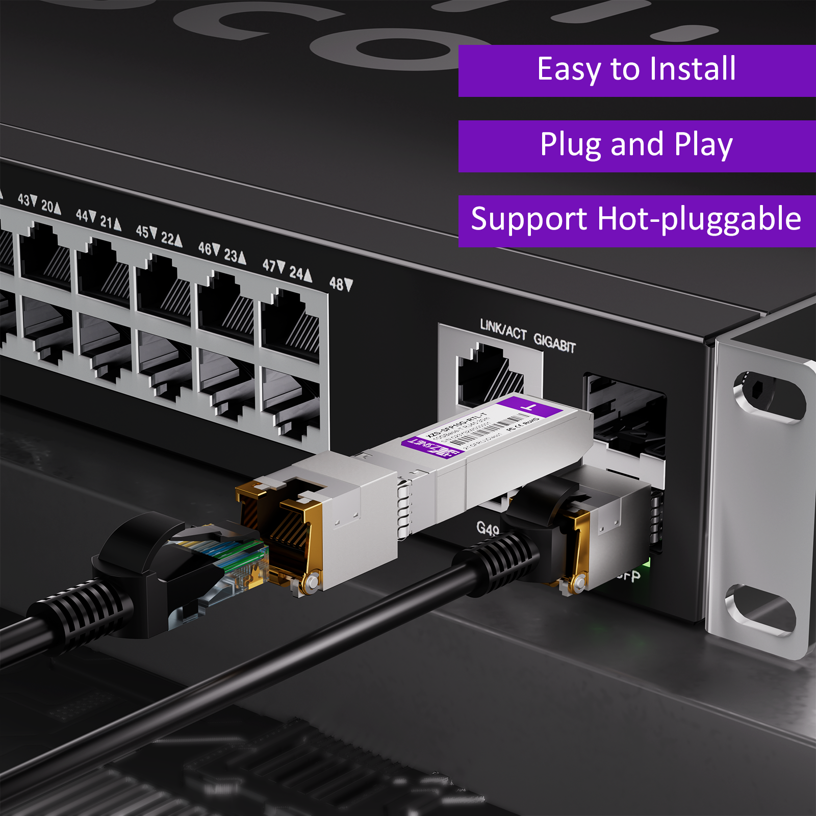 10GBASE-T SFP+ to RJ45 Transceiver, 1/2.5/5/10G Multi-Rate Copper SFP+ to Ethernet Module for Cisco SFP-10G-T-S, Ubiquiti UniFi UF-RJ45-10G, Mikrotik S+RJ10, Meraki, Netgear, D-Link and More