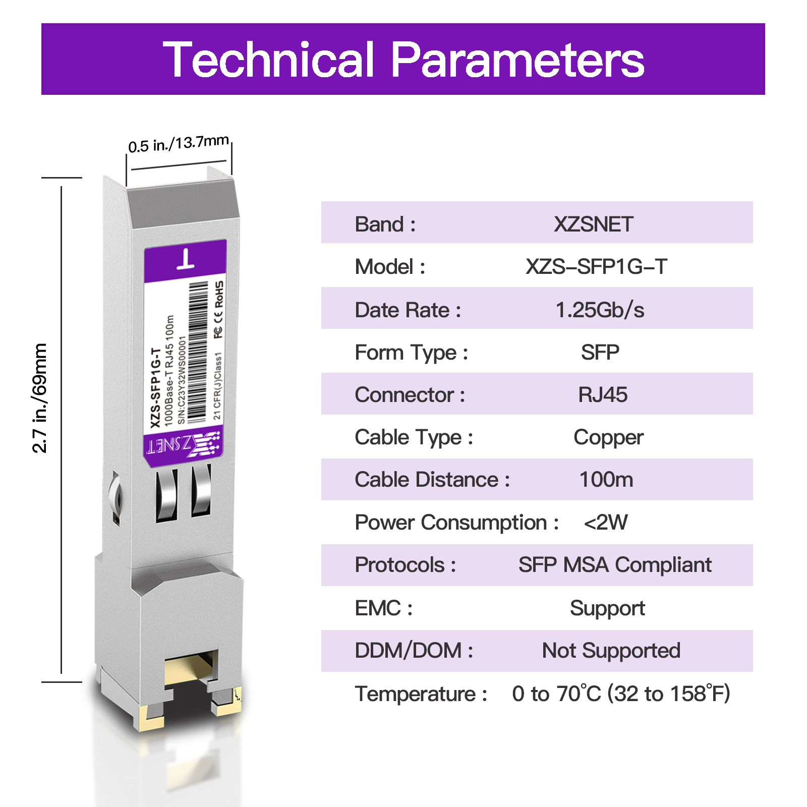 1000BASE-T SFP Transceiver, SFP to RJ45, 1.25G Copper SFP to Ethernet Module Compatible for Cisco GLC-T/SFP-GE-T, Meraki, Mikrotik, Netgear, D-Link, Supermicro and More