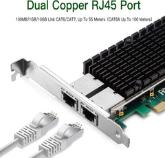 10G Network Card with Intel X540 Chip, 10GB PCI-E NIC Compare to Intel X540-T2, Dual RJ45 Port PCI Express X8 Ethernet Adapter Support Windows/Windows Server/Linux/Freebsd/VMware ESXi