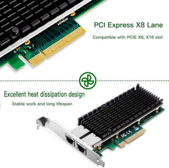 10G Network Card with Intel X540 Chip, 10GB PCI-E NIC Compare to Intel X540-T2, Dual RJ45 Port PCI Express X8 Ethernet Adapter Support Windows/Windows Server/Linux/Freebsd/VMware ESXi