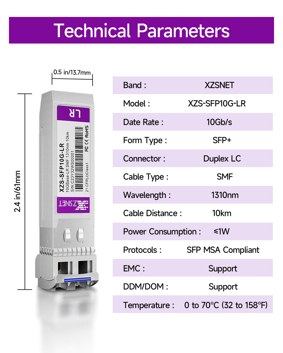 10GBASE-LR SFP+ Transceiver, 10G SFP+ to LC Single Mode Fiber Module Compatible for Cisco SFP-10G-LR, Ubiquiti UniFi UF-SM-10G, Mikrotik S+31DLC10D, Meraki, Netgear, D-Link and More, 2 Pack