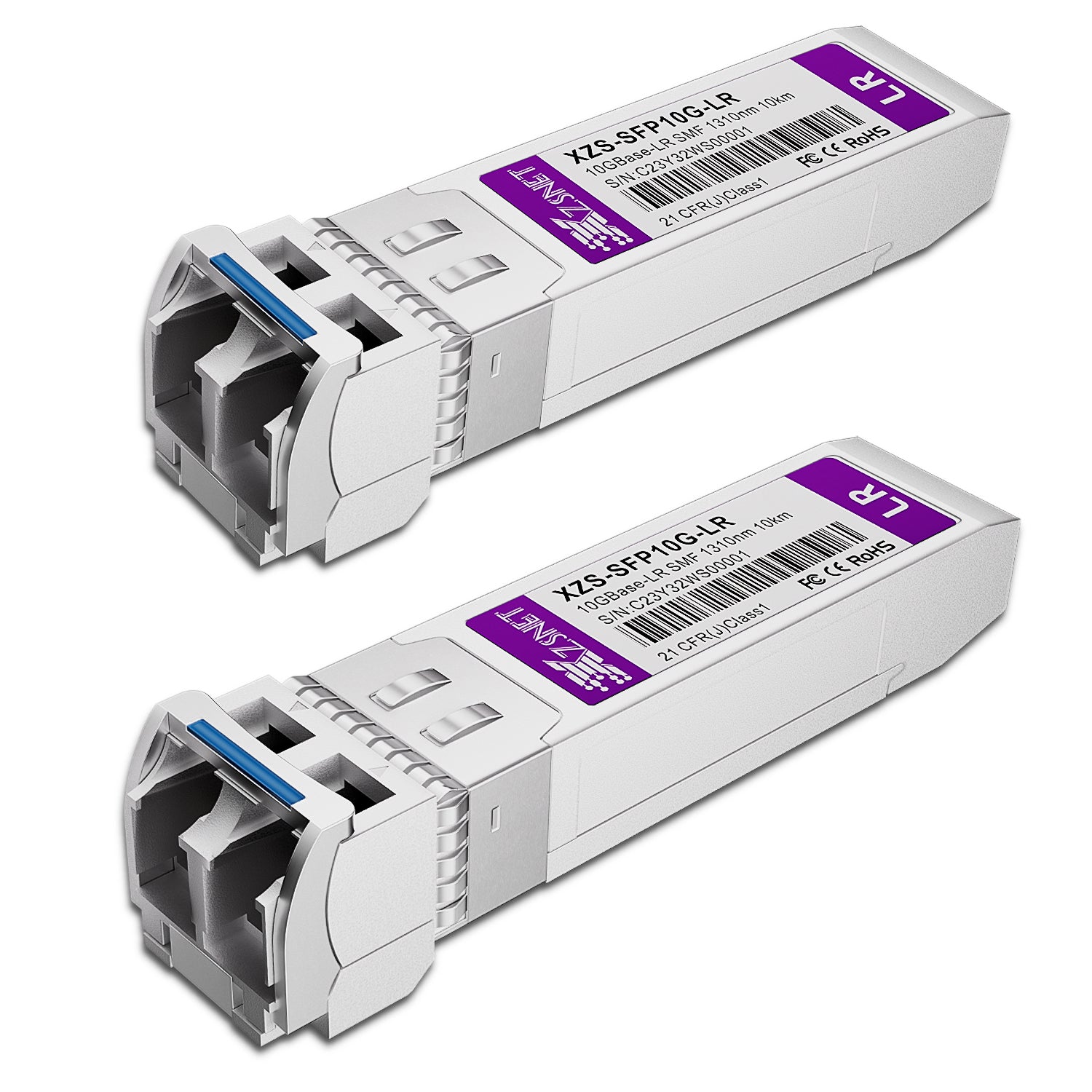 10GBASE-LR SFP+ Transceiver, 10G SFP+ to LC Single Mode Fiber Module Compatible for Cisco SFP-10G-LR, Ubiquiti UniFi UF-SM-10G, Mikrotik S+31DLC10D, Meraki, Netgear, D-Link and More, 2 Pack